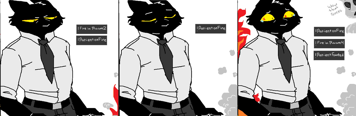 demonicwerefox's tweet photo. Secret Agent's No Good Very Bad Day 2/2 More rooms kept catching fire all in the span of a few minutes. Pretty sure the ghost was a pyromanic. https://t.co/0Du5gnc0t6
