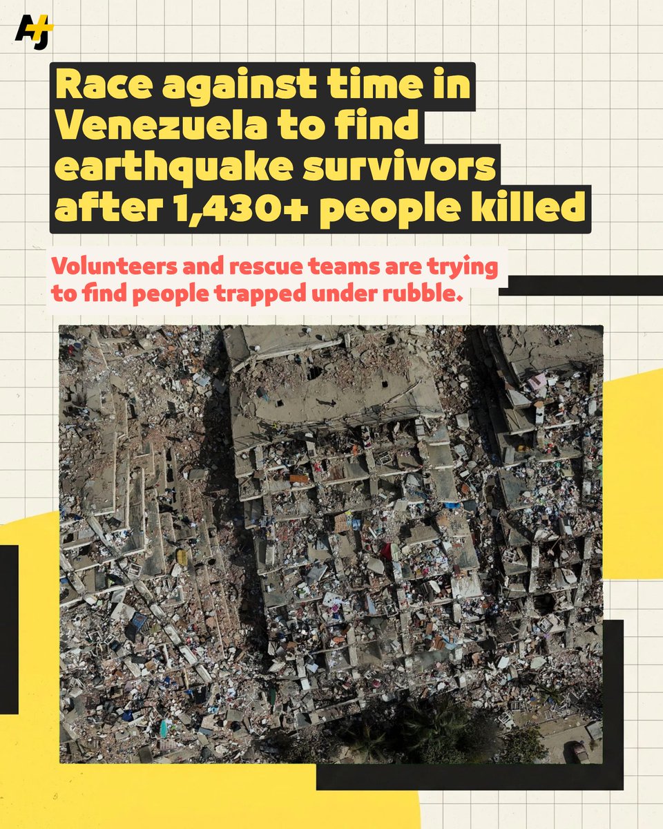 ajplus's tweet photo. Families in Venezuela are desperately trying to locate their loved ones some 72 hours after twin earthquakes struck the country. At least 1,430 people have been killed and over 70,000 others are still unaccounted for. https://t.co/L0zHqzL7gp