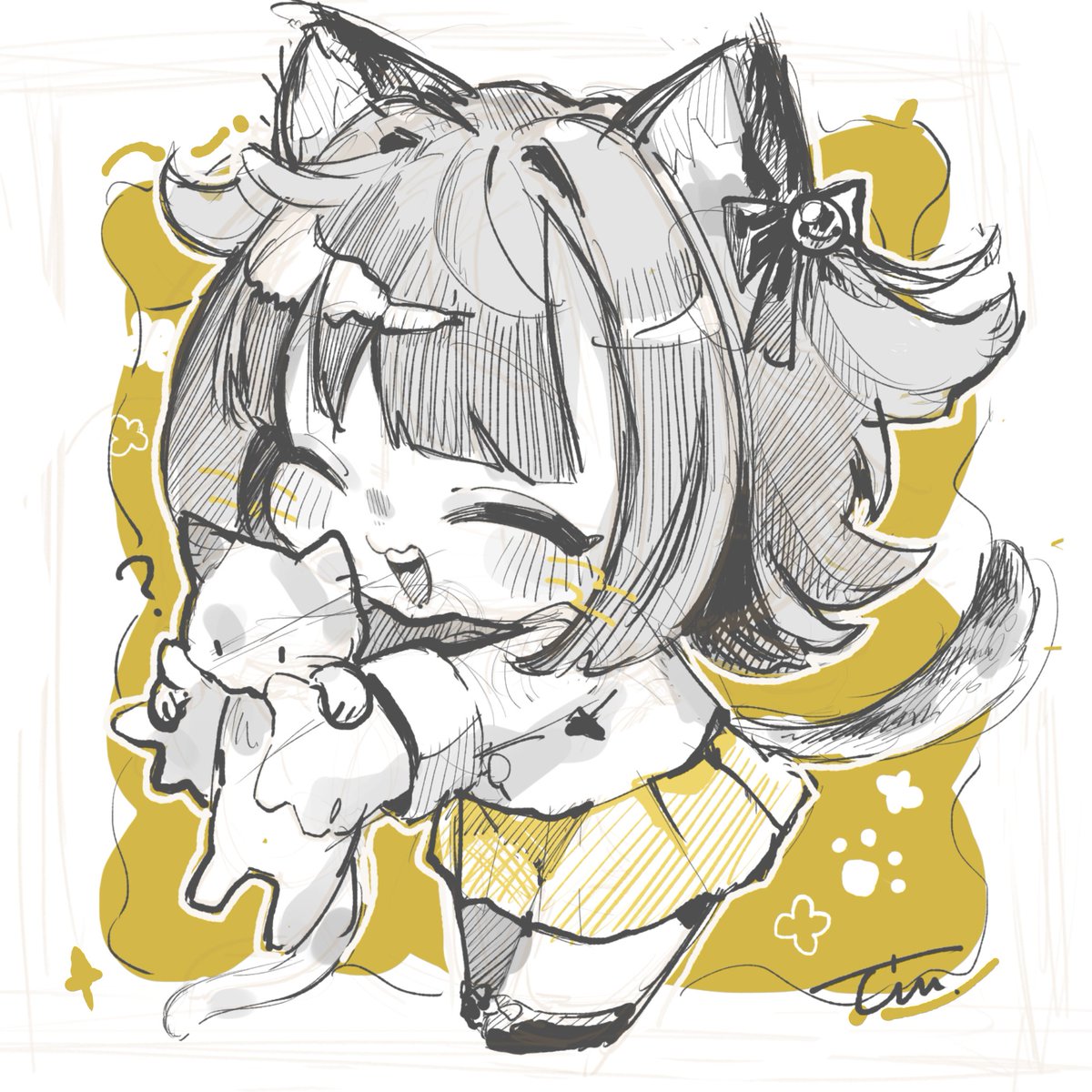 0206tim's tweet photo. アナログ色紙描くときにデジタルで描いてて、
めちゃんこカワイイから完成させる～🐱
#oc #オリジナルイラスト https://t.co/k9KX9IGTJW