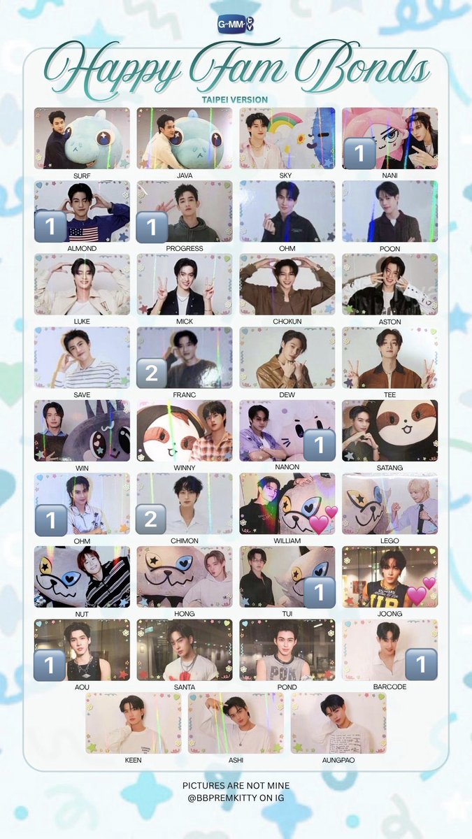 aira1255's tweet photo. 【交換/譲渡】GMMTV POPUP TAIPEI ランダムカード RANDOM CARD BOYSトレカ 

譲)画像🔢

求)💖＞💕＞🩷
or¥570/枚

交換優先です。または迷子を減らす為、抱き合わせ多い方優先(過去可)
先着順ではありません
複数選択値引きあり

郵送希望/日本語only🙏
PayPay未対応

 #GMMTVPOPUPSTOREINTAIPEI https://t.co/PLQyKzt0TO