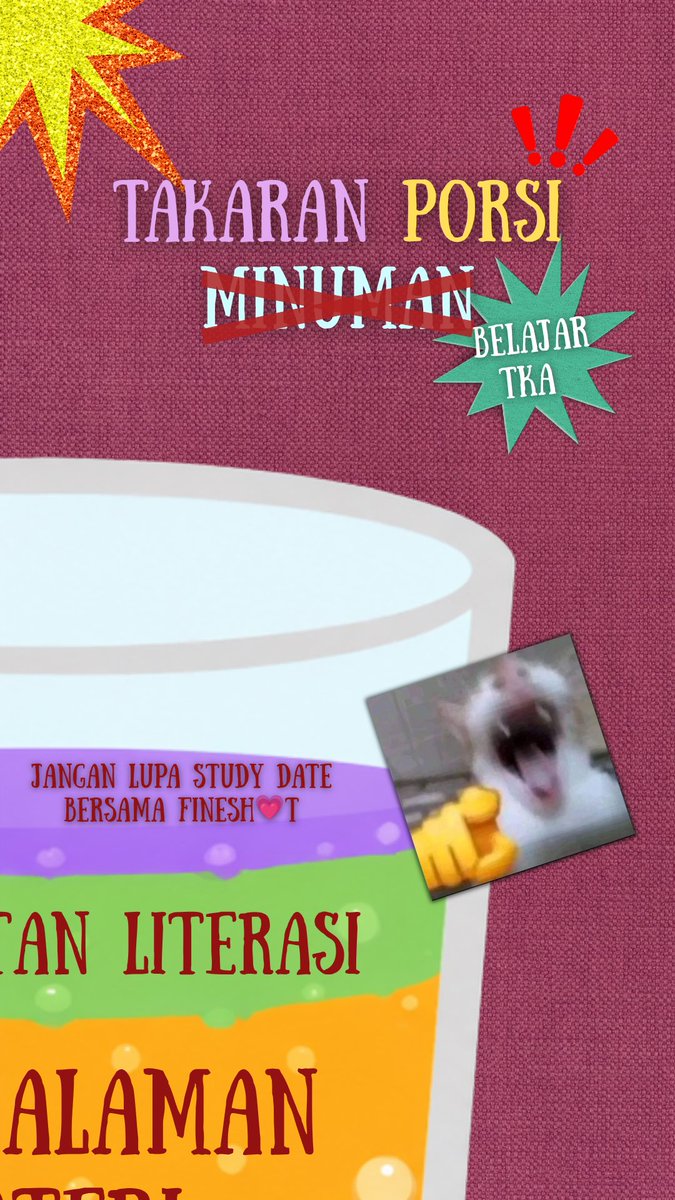 DISAlNHERE's tweet photo. 1. TAKARAN BELAJAR TKA

kita mulai theard ini dari fokus kemana sih kalau belajar TKA? nahh! kita analogikan sebuah minuman berwarna! https://t.co/gXdMRLyOf8