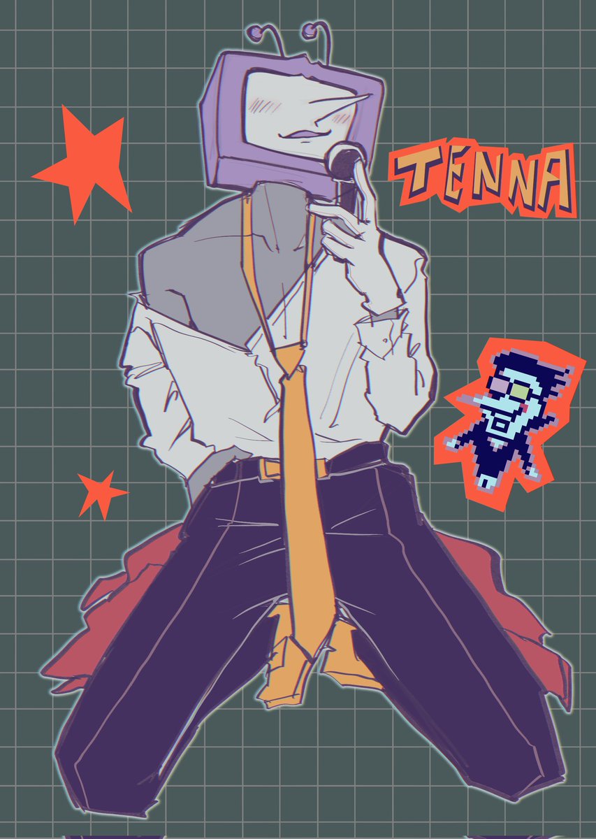 minewbob's tweet photo. What colour is Tenna's body under his shirts

#tenna #deltarune #art https://t.co/8H57AMq0VV