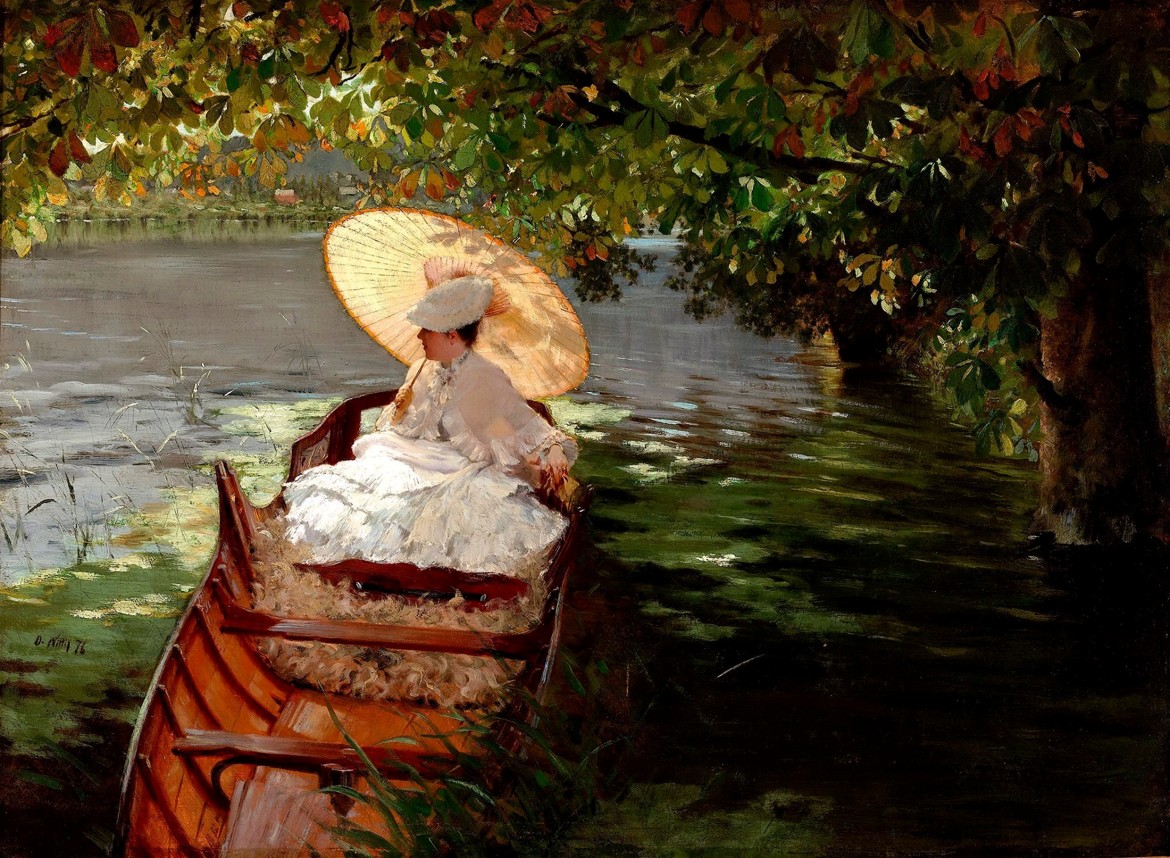 artinsociety's tweet photo. Italian artist Giuseppe De Nittis had a number of his paintings included in the Impressionists’ first groundbreaking exhibition in 1874. Here’s his later ‘In a Canoe’ and ‘Breakfast in the Garden’ https://t.co/9aOYMMFyA0