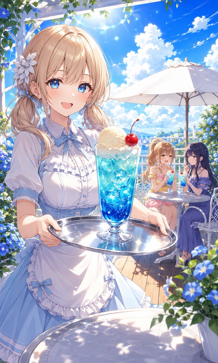 aisnow32192939's tweet photo. #夏空ソーダフロート
参加させていただきます、よろしくお願いします

「お待たせしました、暑い日なので、冷たいソーダフロートをどうぞ。ゆっくり休んでいってくださいね」 https://t.co/tGYf7fbUsn