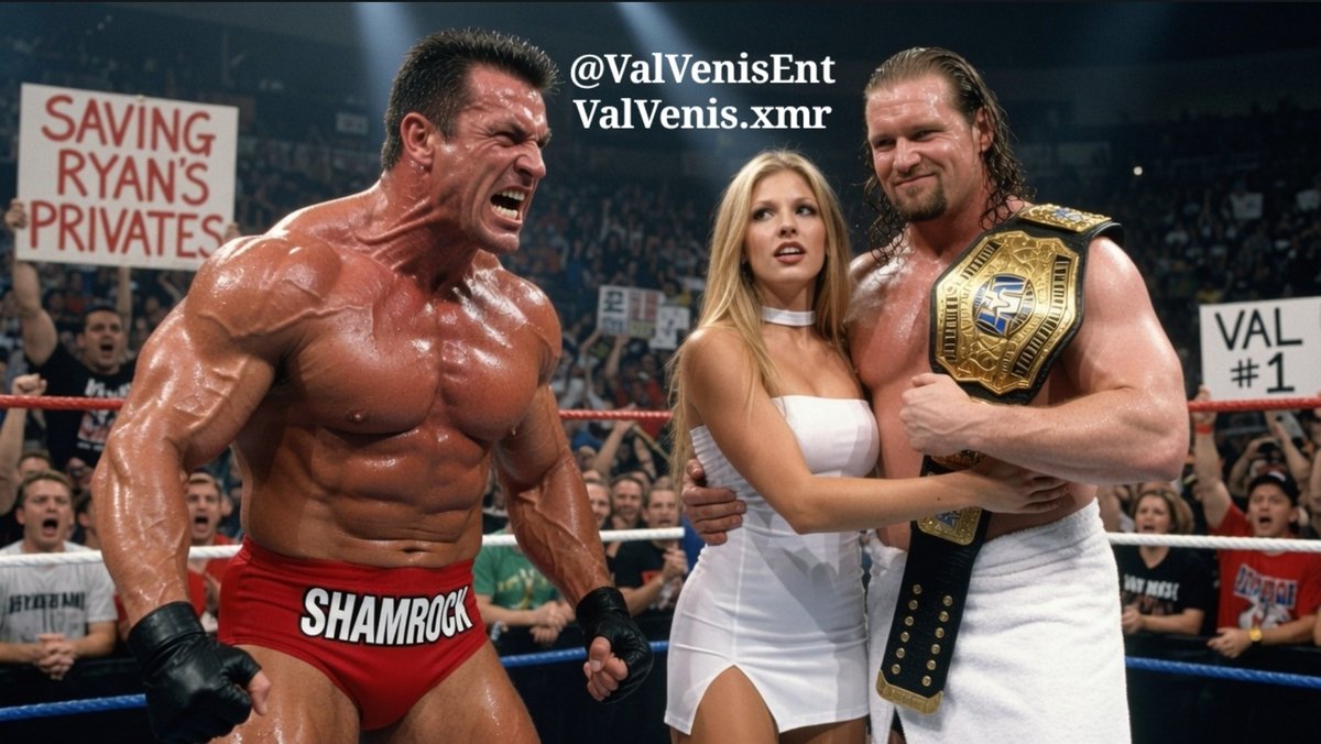 ValVenisEnt's tweet photo. 🤼‍♂️📢 Listen up, jabronis...

  The Big Valbowski walked into that ring with a legitimate MMA killer, Ken Shamrock, The World’s Most Dangerous Man! And I didn’t just beat him... I TOOK his Intercontinental Championship at St. Valentine’s Day Massacre with ease. I also INTENTIONALLY stole the heart of the worlds most dangerous mans sister, Ryan Shamrock, made her mine, and dropped the ultimate heat bomb: My Venis production video "Saving Ryan’s Privates."

  Picture it! Val Venis with the gold drapped over my shoulder, my arm wrapped around a sexy Ryan Shamrock, debuting the Venis video, while Ken Shamrock is out there losing his mind, veins popping, screaming with a force that would part the sea, completely broken. A real fighter reduced to incredible rage because I had the BALLS to humiliate him in every way possible. 

  Cody Rhodes? Sami Zayn? They couldn’t lace my boots on a day like that. Nobody in this era touching that level of personal destruction.