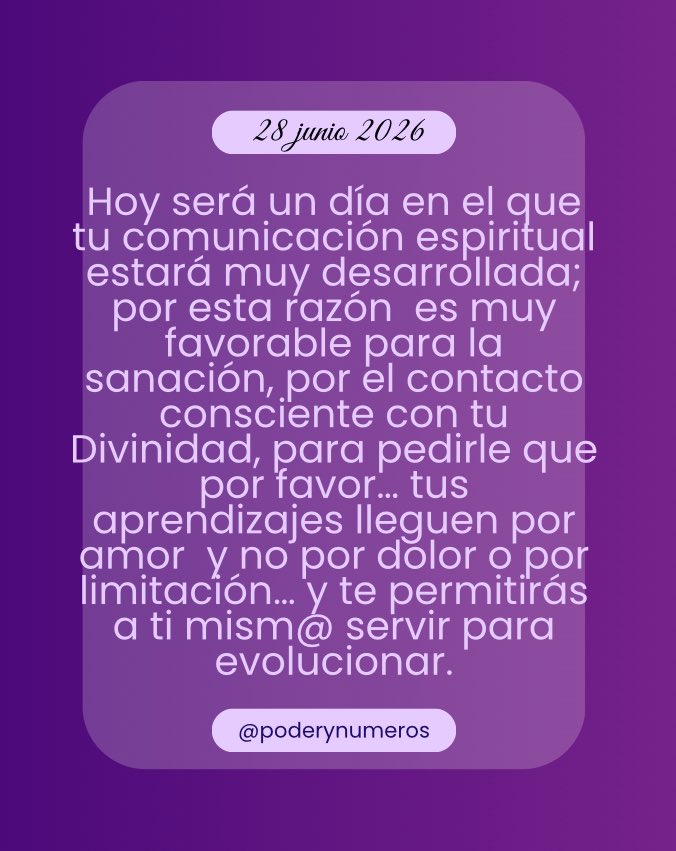 poderynumeros's tweet photo. 28 de junio de 2026. Esquema numérico profundo de hoy. Guía para fluir con el universo. #fypシ゚ #conexión #alma #universo #reflexión #motivación #espiritualidad  #pitagoras #hoy #empoderamiento #energia #serfeliz #autoconocimiento #views #viral #consultasonline #28junio2026 https://t.co/ucT0AoagmU