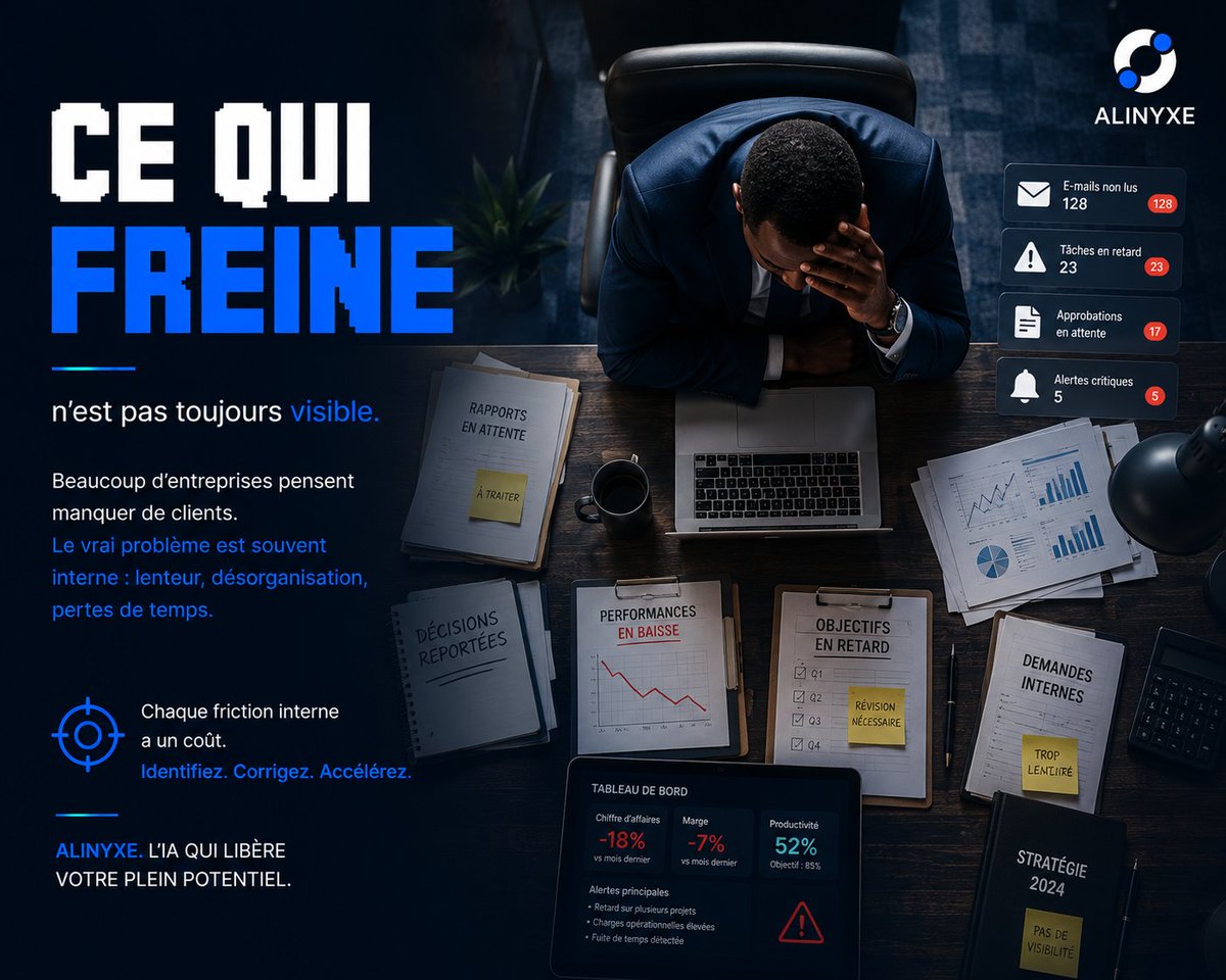 alinyxe_'s tweet photo. ⚠️ Beaucoup d’entreprises pensent manquer d’opportunités.
En réalité, ce sont souvent la lenteur, la désorganisation et les inefficacités internes qui freinent leur croissance.
#Performance #Business #Alinyxe https://t.co/cvHfY1bPF8