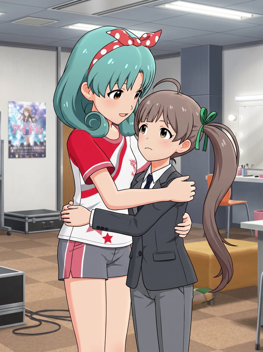 maholmP's tweet photo. まつり「プロデューサーさん、小さくなって可愛いのです。」
星梨花(P)「ちょ…っと！まつりやめ…」
まつり「姫は疲れたのです。ギュッとしてくださいなのです。」 https://t.co/uvaXjTJfw2