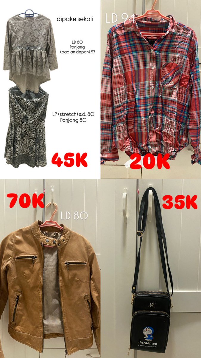 yubizee's tweet photo. wts kebaya, kemeja, jaket kulit, n slingbag https://t.co/mnL0ZsMJsF