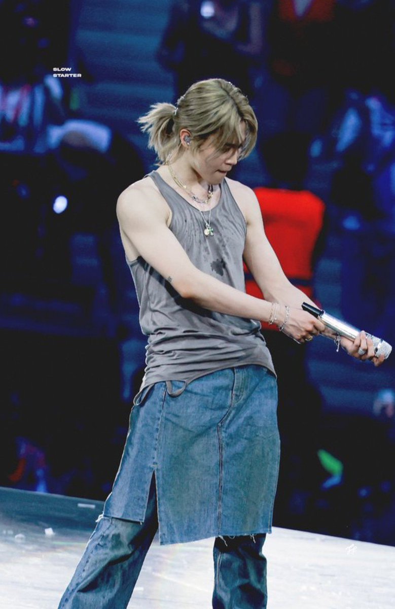 jimin_lil_devil's tweet photo. Jimin in his Gen Z era... skirt over pants! He really said, "Y2K is back. https://t.co/cd8ar3R4mZ