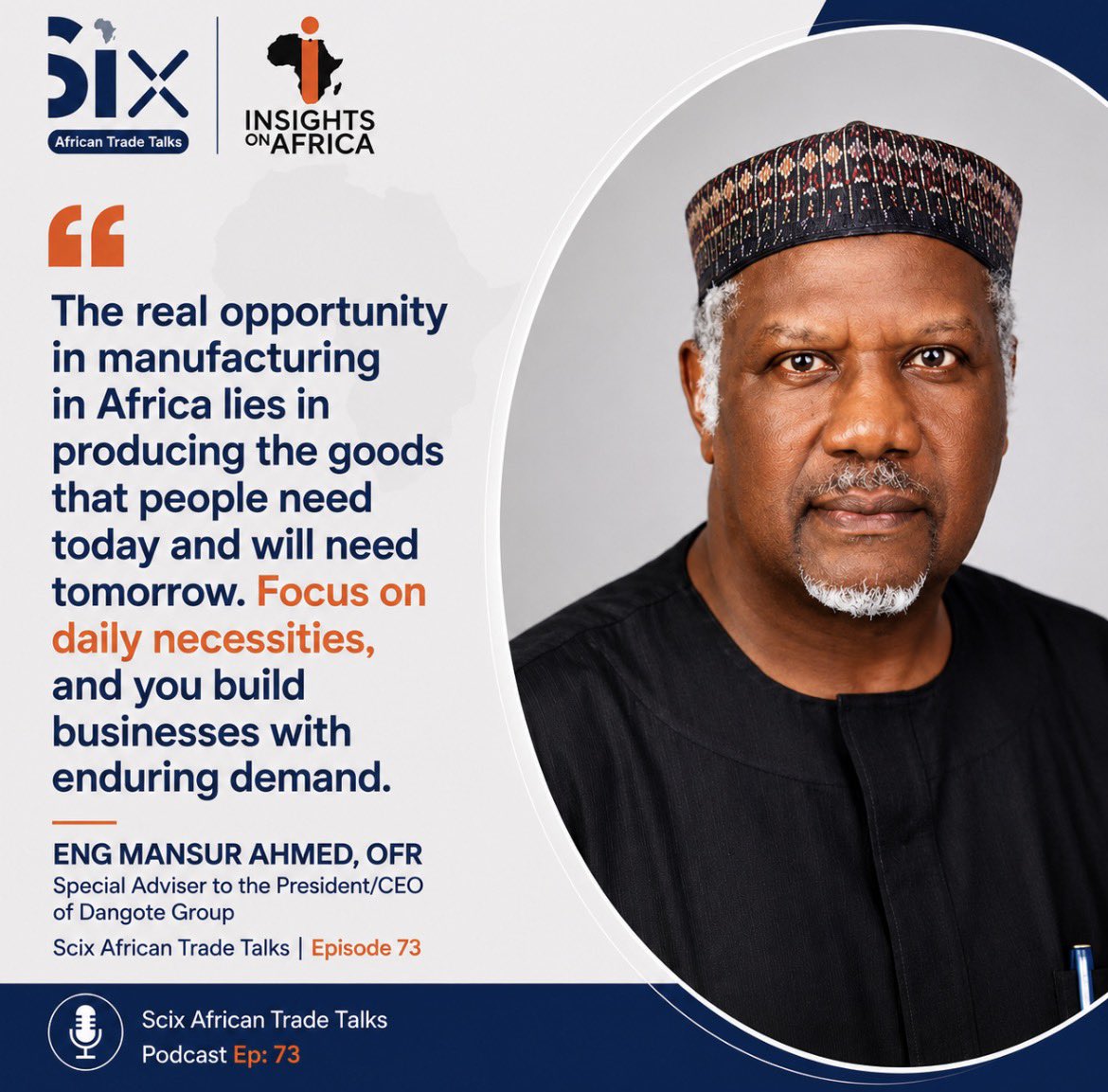 zimchad's tweet photo. In Episode 73 our guest Eng Mansur Ahmed, special advisor to the President/ CEO @DangoteGroup shares insights on Manufacturing in Africa. This was part of our Intra Africa Trade Fair series. See episode link below  https://t.co/QsI61tRuEA @SP_AfCFTA @_AfricanUnion @afreximbank @iatf2027