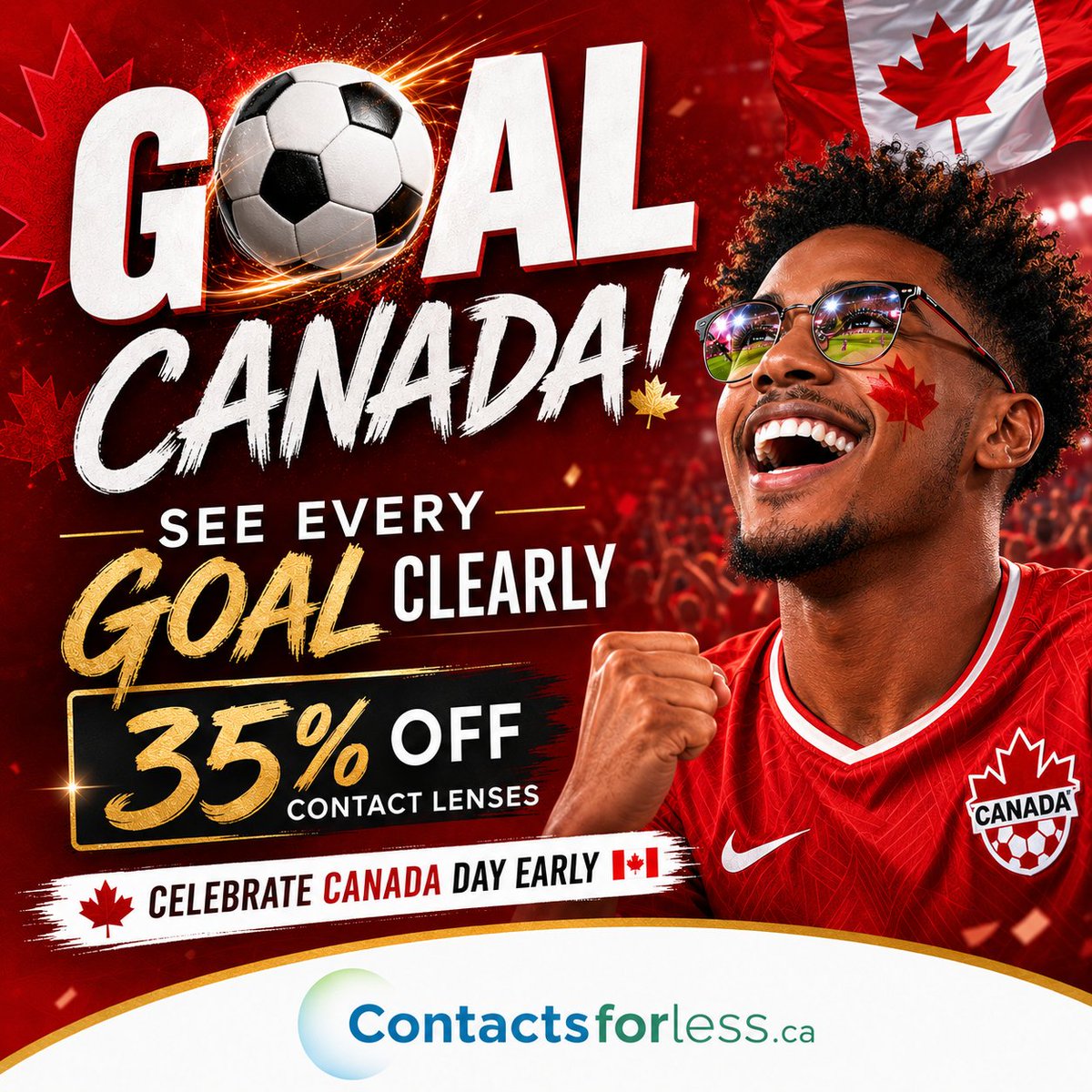 ContactsForLess's tweet photo. Go Canada! The Canadian National Team has broken new ground this World Cup. Keep the momentum going!
Here at Contacts For Less, our entire company is rooting for you! https://t.co/xeE1rb40Ud