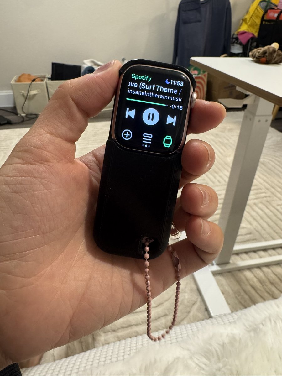 amypretzel's tweet photo. Did you guys know that you can just turn your Apple Watch into a mini iPod by 3d printing a shell? Then you can text your openclaw on iMessage to do things for you and it’s basically an ai device for free https://t.co/QlhZ69UxB8