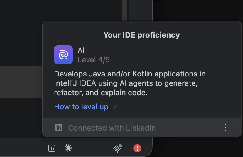 masaruhr's tweet photo. 週末 Claude/Codex/Junie CLI で Junie CLI のバグを修正する実験をしてたら、IntelliJ レベルが１->４になった😄 https://t.co/YbRJYK7tLF