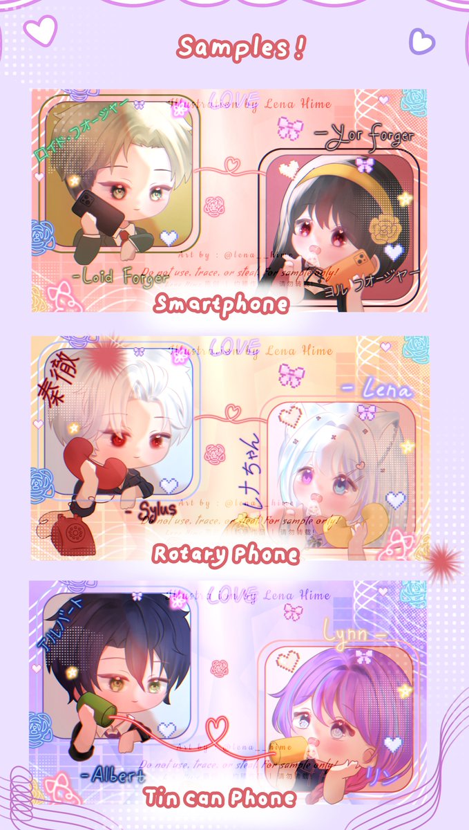 Lena__himee's tweet photo. Sweet Talk Couple YCH 💞📞
[RTs &amp; Likes are very appreciated!]

Hii! I'm opening slots for Chibi Couple YCH. Perfect for your OCs with your fav Ships! ♡

Please kindly mention me after DM 💌

(1/2)
#zonakaryaid #artidn #zonauangㅤ https://t.co/uklawDDGc6