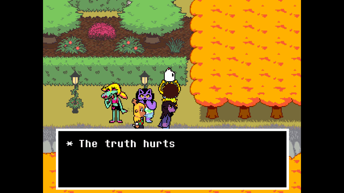 TheCreativeNick's tweet photo. Oh this is definitely foreshadowing for Susie learning the truth about Kris working with Carol/The Knight and being controlled by the Player, as well as Ralsei knowing about the Player this whole time... I'm so scared... #deltarune https://t.co/DfSEjGQf4W
