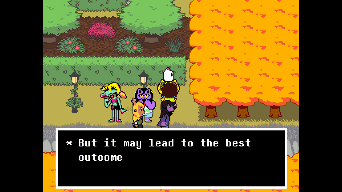 TheCreativeNick's tweet photo. Oh this is definitely foreshadowing for Susie learning the truth about Kris working with Carol/The Knight and being controlled by the Player, as well as Ralsei knowing about the Player this whole time... I'm so scared... #deltarune https://t.co/DfSEjGQf4W