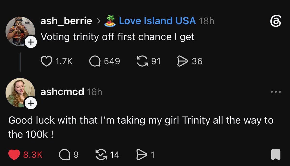 mystic_fem4's tweet photo. This ratio is NASTY they fr Love Trinity everywhere omg she is winning whether the people like it or not 😭
#LoveIslandUSA https://t.co/LWKYwFNOQ5