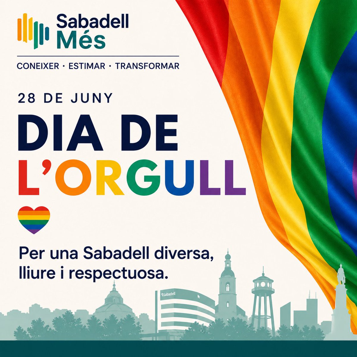 sabadellmes's tweet photo. 🏳️‍🌈 Per una ciutat, un país i un món on viure en pau i estimar-se amb llibertat 🏳️‍🌈 

#orgullolgtb #orgull #orgulllgtbi🏳️‍🌈 #orgullo https://t.co/FIGZ1vjgRT