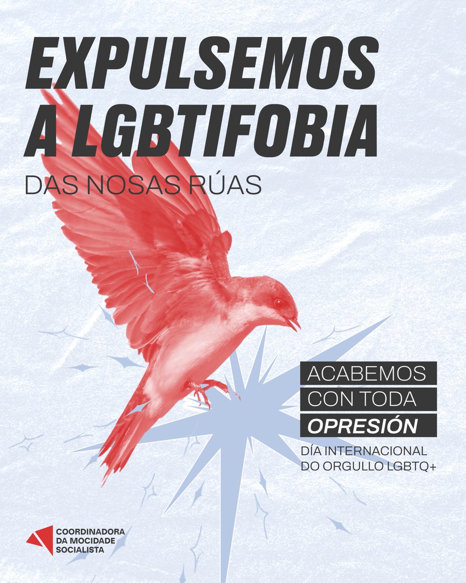 CMSocialista_'s tweet photo. 28X | Día Internacional do Orgullo LGBTQ+

Polo día do Orgullo LGBTQ+ e ante o auxe dos discursos e accións de odio cara a nosa clase, reafirmamos a necesidade de acabar con toda opresión. 

Expulsemos a LGBTifobia das nosas rúas! https://t.co/12dtjeFQdG