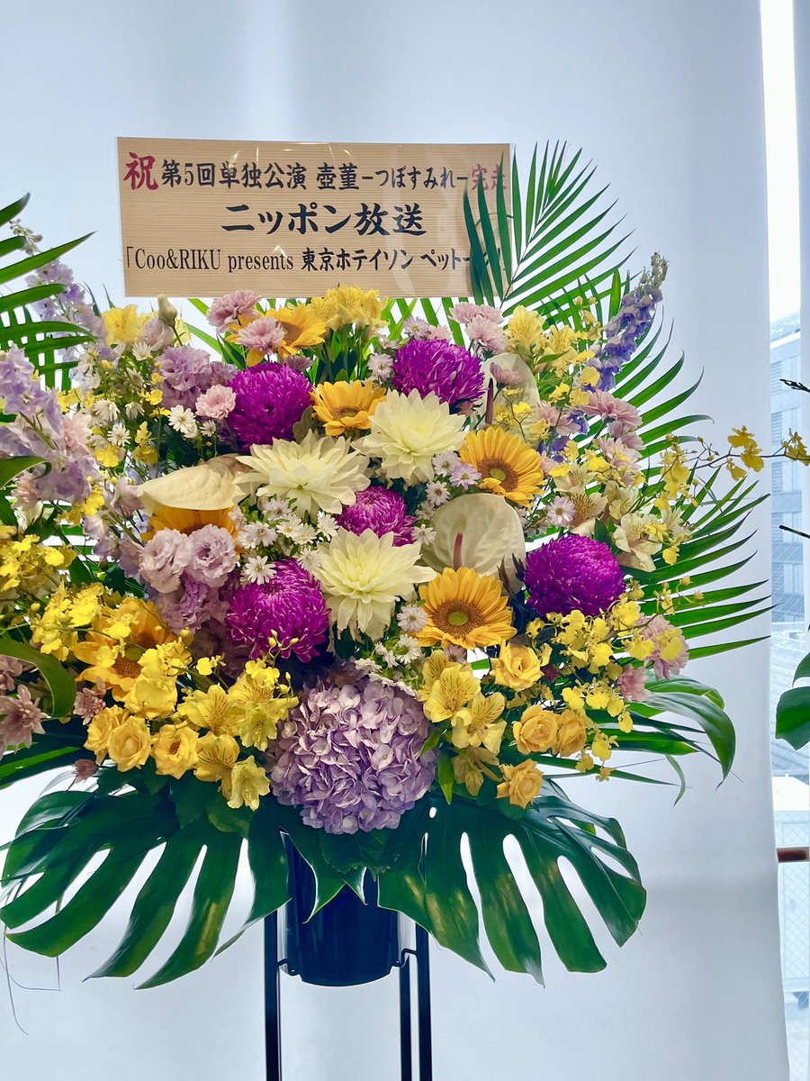 hkrwtmsandu's tweet photo. お花もたくさん来てた。
(有志の方のお花すごい)
ペットークからのお花、文言も素敵。

もちろんどれも綺麗だけど、特にノーカットホテイソンからのお花がとても綺麗で見惚れた。
発想がおもしろいし、お二人の対応力と優しさが出てて好きな番組。
(黒糖おいしそう(←
https://t.co/OfN70q2dLq https://t.co/jscW61p1JH