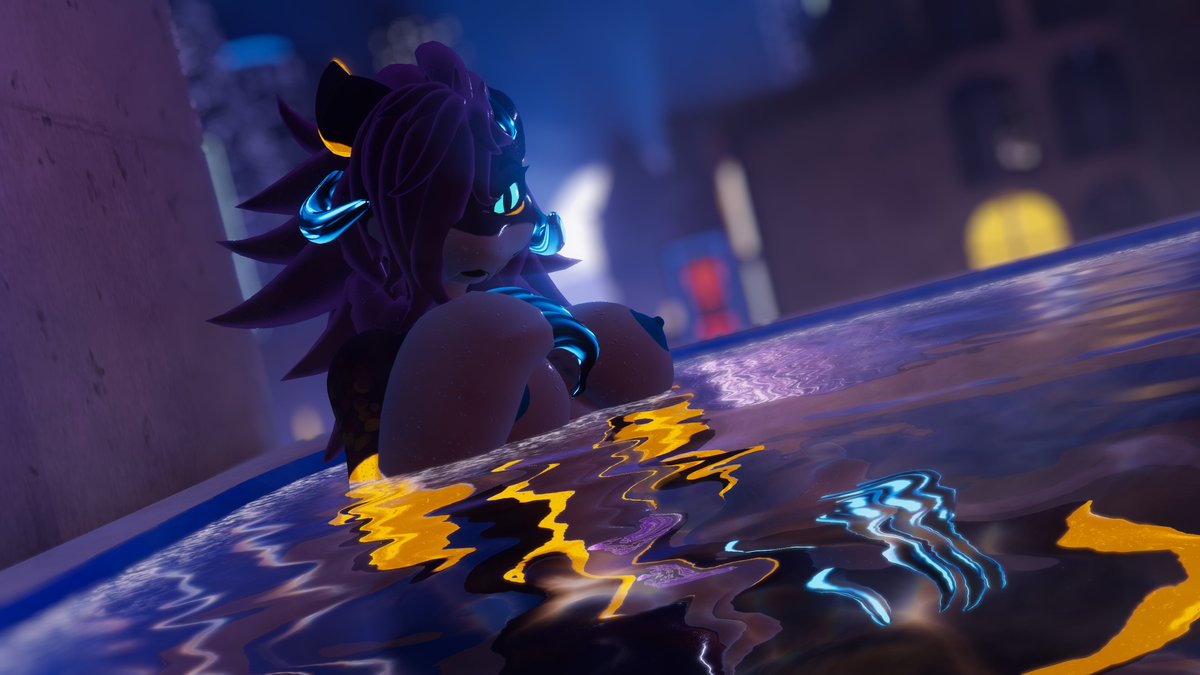 FelusiaFox's tweet photo. "Just relaxing in your pool, hope you don't mind it?~" https://t.co/QmVgAaG2H4