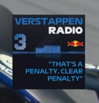 F1BigData's tweet photo. VERSTAPPEN WANTS A PENALTY https://t.co/jseoeJCjyW