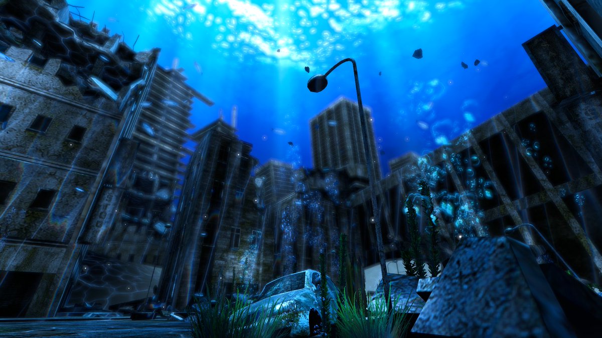 Mog_Mog_12345's tweet photo. 「魚踊る海中都市」

作者様：ユーニャルーラ

海中に沈んだ都市を泳ぎながら探索できるわくわくワールド

対応：PConly

#VRChat_world紹介 #VRChat #VRChatワールド紹介 https://t.co/ZNClpEDhhG