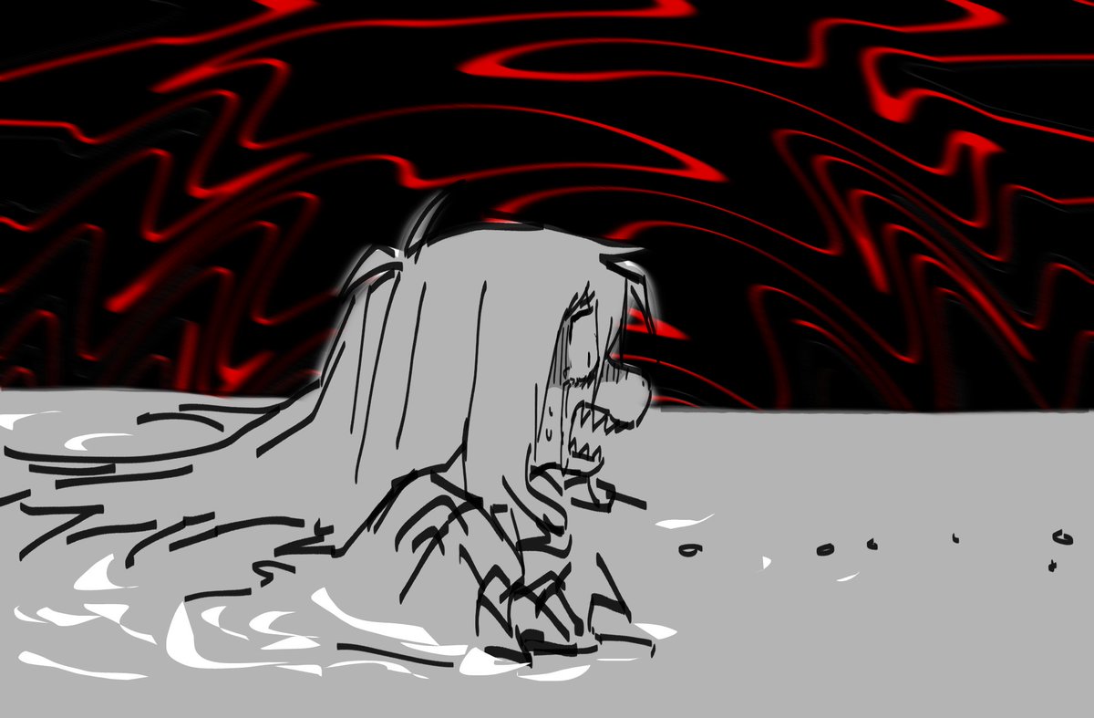 _senby_'s tweet photo. "OH GOD THE WATER IS GETTING DEEP BUT THE TRAIL JUST KEEPS GOING!"
#deltarunespoilers #deltarune https://t.co/YqhxgeknPg