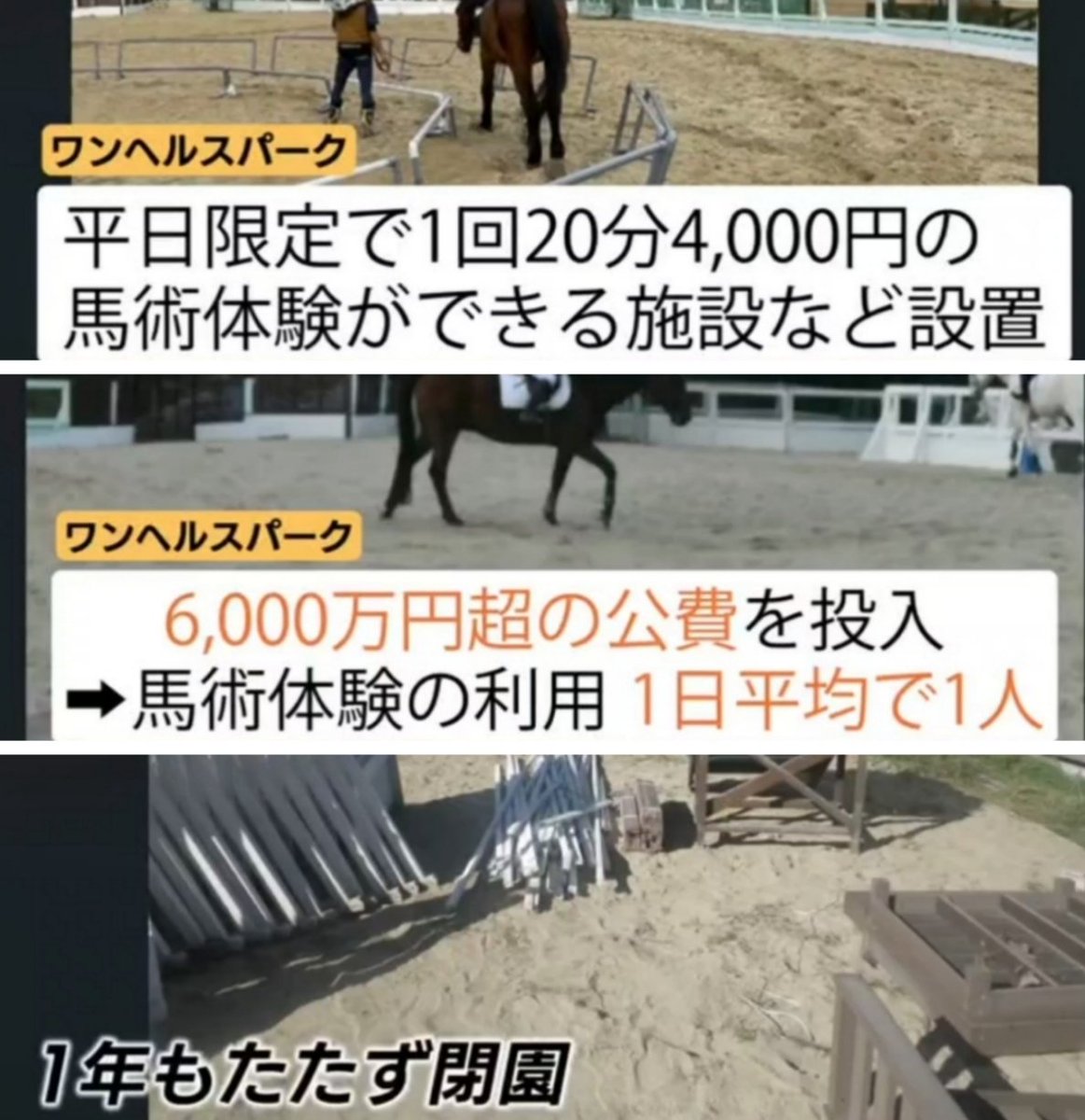 sxzBST's tweet photo. 【絶対許すな】福岡県議会のドン・蔵内議員、豪華海外旅行以外にも県の予算を私物化→6000万円超の税金をドブに捨てる

福岡県議会のドン・蔵内議員が掲げる「ワンヘルス」
↓
蔵内議長は予算への関与を否定するが
↓
福岡県は倉内議長の指示で舞鶴公園の広場にワンヘルスパークを整備、 平日限定で1回20分4000円の馬術体験ができる施設などを設置
↓
その事業の背景にあったのが蔵内議長が当時会長を務める団体の国際大会の事業
↓
6000万円超の公費を投入するも馬術体験の利用は1日平均 1人
↓
施設収入も想定を大きく下回り1年も経たず閉園
↓
更に運営を委託されたのは随意契約の一般社団法人
↓
しかも委託事業開始の5ヶ月前まで代表理事を務めていたのは蔵内議員だった
↓
名城大学の昇名誉教授「違法ではないが極めて黒に近いグレー 。極めて不適切な契約の結び方。ワンヘルスに割いた予算の分だけ他の予算が削られている。それは教育かもしれないし福祉や医療かもしれない。癒着というと言い過ぎかもしれないが県と県議会に望ましくない関係があるのではないか」

豪華海外旅行だけじゃないとんでもない規模の税金の私物化。この海外旅行爺を絶対許すな、辞めさせるまで騒ぎ続けろ！