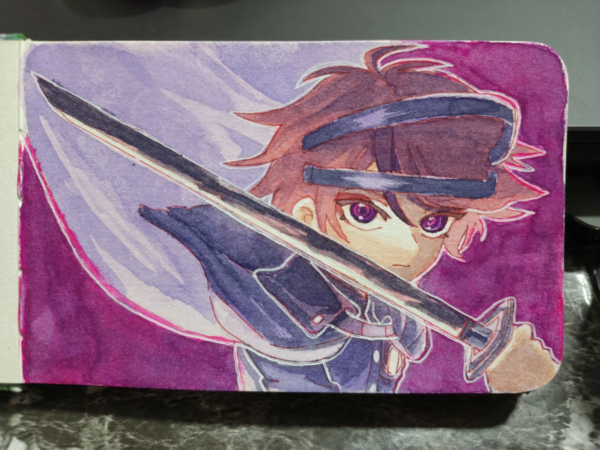 an_ect's tweet photo. Takumi 🌊 
But in watercolor.

#hndr_fa #hundredlinefanart https://t.co/P0UUGjUvbw