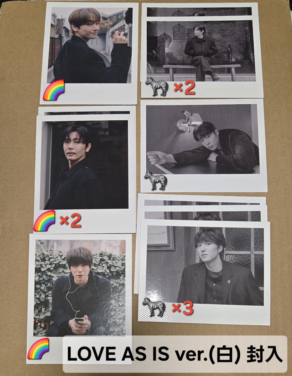 bun_no2329's tweet photo. SF9 About Love ポラロイド 交換

【譲】
画像の通り

【求】
🌈: ダウォン チャニ (ヨンビン)
🦓: ヨンビン インソン フィヨン
その他: 同種ヨンビン

30日夜公演前後で交換希望です。
まとめての場合は郵送可能です。
条件合う方いらっしゃいましたらリプお願いいたします🙇‍♀️
#SF9交換 https://t.co/NqHYL1KWP9
