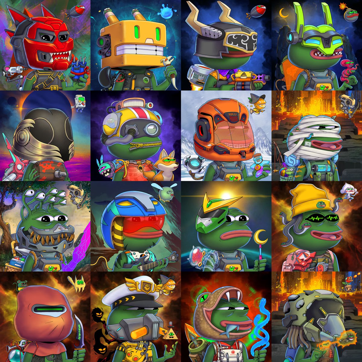 mouhcine101's tweet photo. 🐸⚔️ From space explorers to battle commanders, shamans to cyber warriors, the universe of @PepeExplorers  keeps expanding.

Featuring +1000 distinct accessories every Pepe Explorer is designed to stand out as a truly unique, one-of-a-kind character.

No duplicates. No copies. Just pure exploration and endless possibilities. 🚀

Feel free to check it out 👀   
👉  https://t.co/cZwZxT3WpV
