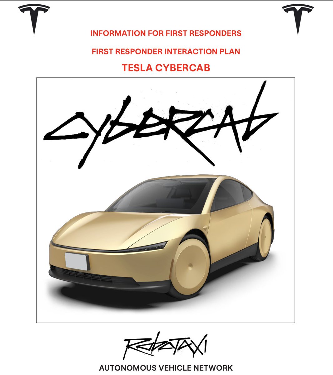 tslaming's tweet photo. GOOD READ 📄 Tesla has released its FIRST RESPONDER INTERACTION PLAN and Emergency Response Guides for the Cybercab 🔥

While these are technically safety manuals for emergency personnel, reading between the lines reveals several critical indicators regarding Tesla's business model, production architecture, cost structure, and go-to-market strategy for its autonomous network.

Here is a high-level breakdown of what you need to know from an investment and business perspective:

1⃣ Business model and fleet strategy: vertically integrated

💼 The document states that all Robotaxi vehicles are currently owned and operated by Tesla. This confirms a Tesla-owned/Tesla-operated fleet at this time, rather than an immediately decentralized, customer-owned marketplace.

🌐 Mission Control coordinates and manages rides, while Tesla handles fleet operations such as charging, maintenance, and routing vehicles to service locations like cleaning stations.

Highlighting this centralized control, Tesla can geofence Robotaxi service for first responders, establishing temporary 1,000-foot service blocks that last around one hour unless another duration is requested.

2⃣ Hardware innovations and aggressive cost reductions

⚡ The documentation reveals significant manufacturing and structural clues, confirming that the Cybercab utilizes a 48V low-voltage Li-ion architecture alongside a floor-mounted 400V high-voltage Li-ion battery. 

Compared to traditional 12V systems, this 48V setup can reduce wiring complexity, save weight, and lower manufacturing costs, while the high-voltage battery enclosure effectively forms the structural floor of the cabin. The guides also identify a front drive unit.

Additionally, the vehicle utilizes a unique mixed-material architecture. It features plastic exterior panels—some reinforced with glass fiber—wrapped over high-strength steel crash structures, including ultra-high-strength steel A and B pillars, robust door rings, a high-strength steel overhead rail, and exceptionally heavy hinges.

Together, these highly specific design choices point directly to a purpose-built, cost-conscious autonomous fleet vehicle rather than a conventional consumer car adapted for robotaxi use.

⚙️ The Cybercab Robotaxi is not typically equipped with a steering wheel or pedals, and completely eliminates side mirrors and the glovebox. Removing these mechanical inputs and interior trim components significantly reduces manufacturing complexity and per-unit production costs.

However, this cost reduction has a counterweight: while it deletes human controls, the vehicle adds fleet and safety hardware like powered door struts, active hood pyrotechnics, motorized seat belt links, multiple airbags, gas inflators, and a pressurized air canister.

🔋 Cybercab can autonomously route itself to charging stations when its battery level is too low to accept another ride. However, the emergency response guide shows a physical charge port on the rear bumper below the trunk, with procedures for unlocking and manually releasing a charging cable. 

So the key takeaway is not confirmed wireless charging, but that charging is designed as part of Tesla’s centrally managed fleet operations.

3⃣ Autonomy profile and software moat

🤖 Cybercab Robotaxi vehicles are documented as operating an SAE Level 4 automated driving system, meaning they are technically engineered to handle the entire dynamic driving task without a human backup.

🧪 Test variants are clearer now: some Cybercabs have a steer-by-wire steering wheel, electronic pedals, extra low-voltage cabling, steering-column support structures, and a relocated driver airbag. 

These are explicitly designed for testing and validation, allowing investors to easily differentiate between public-ready fleet units and development prototypes.

📐 The system is sophisticated enough to autonomously detect, interpret, and follow hand signals from first responders, as well as navigate dynamic pathways marked by traffic cones.

4⃣ Operational design domain (ODD) and scale constraints

🗺️ The technical ODD includes public freeways, highways, city streets, rural roads, and private facilities like parking garages. The software handles day and night operations, alongside light-to-moderate rain, fog, and snow.

⛈️ When extreme weather is expected, Cybercab Robotaxi does not accept new rides. If unexpectedly caught in those conditions, it is designed to pull over, park, and notify Tesla Robotaxi Support.

5⃣ Risk and liability mitigation

📊 For incident reconstruction, law-enforcement requests, and safety/legal review, the vehicle is designed to automatically capture and save camera recordings before and after any "safety-critical event" or manual autonomous disengagement. Diagnostic logs and Event Data Recorder (EDR) data may also be retrievable.

🛡️ The vehicle features automated hardware fallbacks. If a hardware failure or collision occurs, the Cybercab automatically rolls down its windows to vent deployed airbag gases, unlocks its doors, activates a rapid-flash hazard sequence, and establishes live two-way communication between the cabin and Tesla Robotaxi Support.

🛑 Autonomous Mode can remain active while parked or idle; it is disabled only by Tesla, after safety-critical events, after being pulled over, or while charging. Once disabled, it cannot be re-enabled until a Tesla representative reviews the incident and explicitly initiates it.