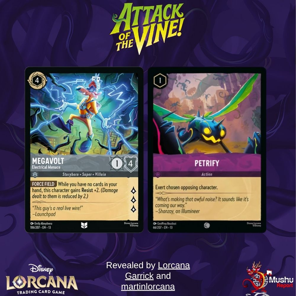 MushuReport's tweet photo. Here are the latest reveals for Attack of the Vine!

https://t.co/T97zaUTXqN

#disneylorcana #attackofthevine https://t.co/2xhyaYinHr