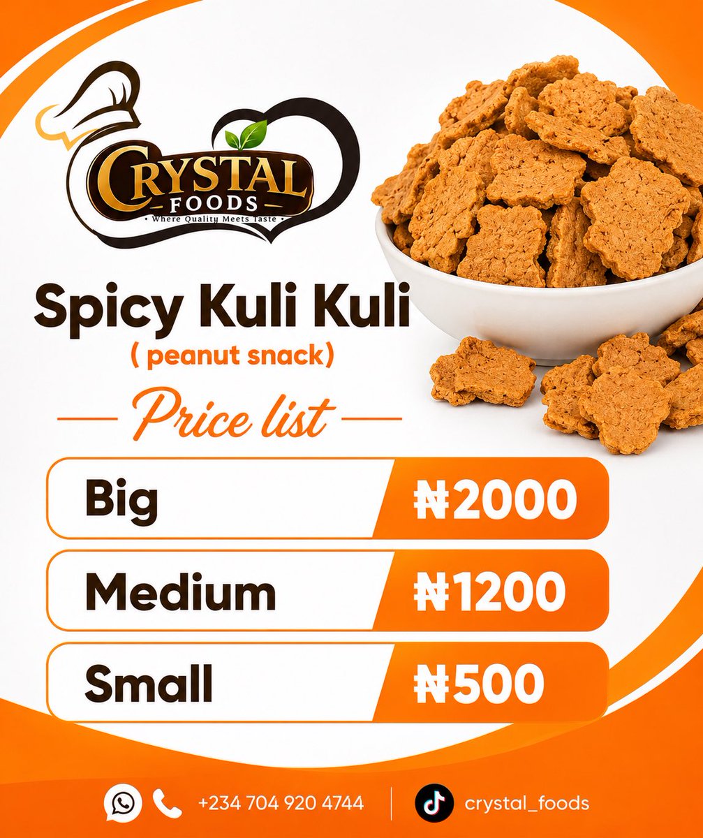 crystaltee06's tweet photo. @OgbeniDipo Hi guys I sell premium Garri ijebu ,
 Delicious Spicy Kuli Kuli and fried Ponmo (white Ponmo)
We also pack as souvenirs for events 
Call or WhatsApp 07049204744 https://t.co/m9LcVqcI26