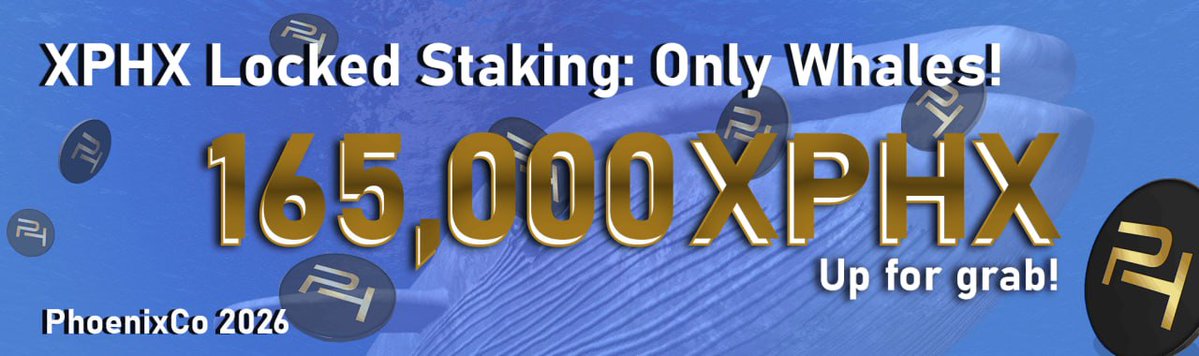 PhoenixcoXphx's tweet photo. 🌇XPHX Locked Staking Launch🌇

💎 Total Mining Rewards: 165,000 XPHX (0.5% of supply)
🔒 Minimum Stake: 150,000 XPHX (locked until pool expiration)
📅 Mining Ends: 28 Apr 2028
Deposit and Stake your XPHX at https://t.co/F95NZkckQV 
#XPHX #StakeMining https://t.co/dDHFXj8kQP