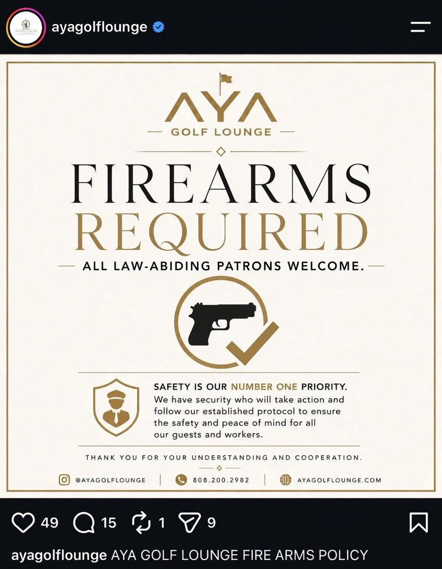 bortisbased's tweet photo. @hificoorg The signage I would prefer to see. 
And they should have loaner guns for the unstrapped. Like when you show up underdressed to a place with a dress code. https://t.co/vHJ2IbrShD