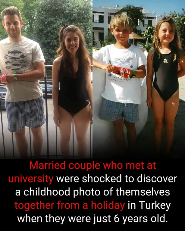 Rainmaker1973's tweet photo. Heidi and Ed Savitt first met as six-year-olds in 1997 while on separate family holidays at a resort in Gumbet, Bodrum, Turkey.

During the two-week vacation, they became inseparable childhood friends, played together on the beach, and held hands. After the holiday ended, they lost touch, and Heidi completely forgot about the boy she had met.

Fourteen years later, in 2011, they unknowingly crossed paths again as students at Newcastle University. They ended up living in the same student house, started dating, and eventually got engaged in 2015. The incredible truth only came to light during a subsequent family dinner when Heidi's mother remembered her daughter’s childhood "holiday romance" with a boy named Ed. 

Her mother later found an old family photo album in the attic containing the picture of them together as children. The couple was so stunned by this twist of fate that they even recreated the childhood photo for their wedding invitations before getting married in 2016.