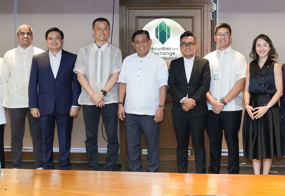cz_binance's tweet photo. Just back from the Philippines. One of the most exciting digital asset markets in SEA right now, jumping to 4th globally in TRM Labs' Country Crypto Adoption Index.

Their regulators get it. Collaborative, forward-thinking, focused on outcomes: consumer protection, innovation, growth. Rare combo.

Met great people at the Department of Finance including Secretary Frederick Go, the SEC’s Chairman Francis Lim, and the BlockShoals team. Real conversations about where the industry is heading.

Big one: the SEC's PhiliFintech Innovation Office just gave BlockShoals in-principle approval under StratBox. This is what good regulation looks like. Build pathways, not walls. Programs like that signal that the Philippines is serious. Confidence attracts capital. Capital funds innovation. Flywheel starts here.

Bullish on the Philippines. And crypto - buying the dip. More soon. 🇵🇭