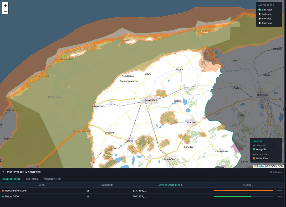 deheij's tweet photo. Een zone - 500 meter maar - rondom de Natura200 gebieden heeft dit effect op de Wadden en Friesland. Met mijn bootje (diesel) mag ik straks niet meer op vakantie naar Vlieland denk ik. Überhaupt geen vakantiegangers meer. Alle dieren moeten daar ook weg, verbod op houtkachels en CV installaties, geen vee meer (maar dat had ik al geschreven). Alleen elektrische auto's en ook het veer moet op waterstof of elektra voor 2035 als de plannen van @RobJetten doorgaan.  @jortkelder @mariannezw 

PS ja ik overdrijf. cc @StikstofInfo