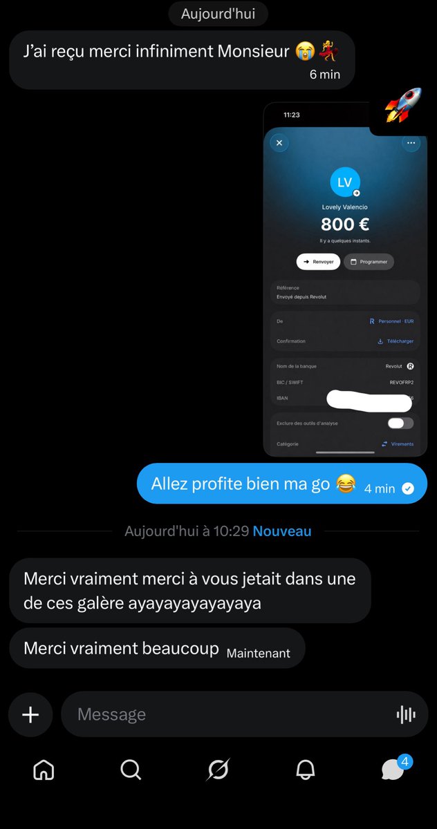 Bectvncefr's tweet photo. 🚀Virement instantané de 20€ pour avoir 800€✅
#plansous
#Virmentinstantané
#Paris https://t.co/wVFgDVtVUm
