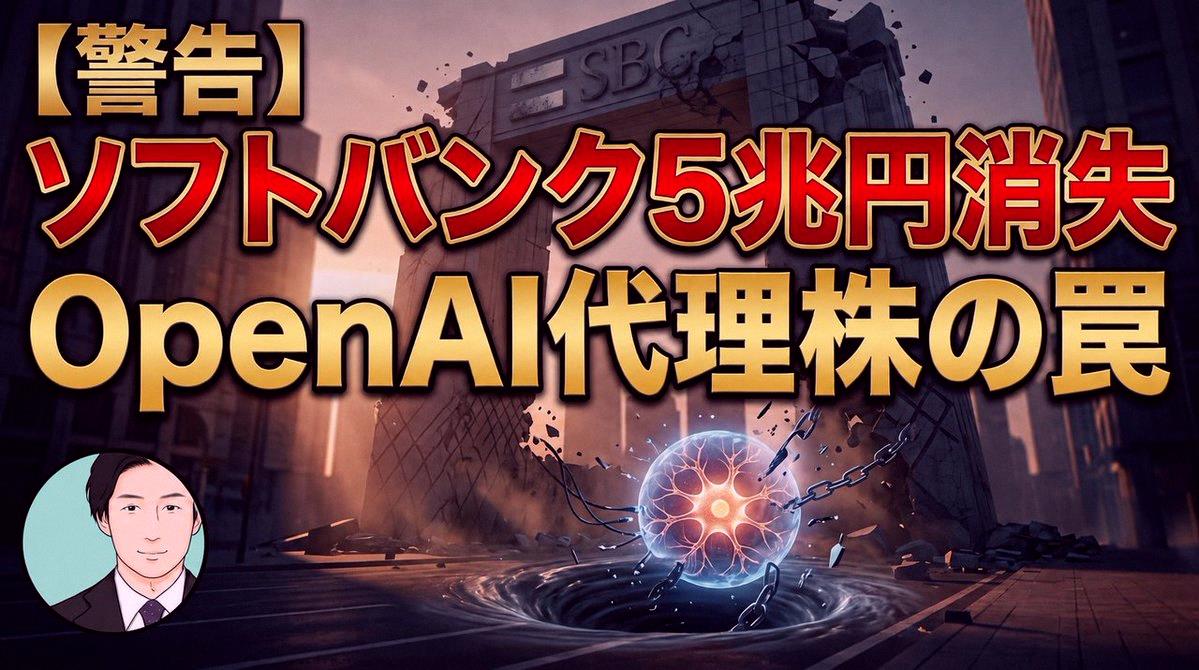 R_soooooon's tweet photo. 軟銀一天內市值蒸發5兆日圓。

表面上起因是OpenAI延後IPO的傳聞，但真正原因恐怕不只這樣？

從「OpenAI代理持股」的陷阱，
到金融界老問題「NAV折價」的結構，
這次暴跌用3個數字徹底拆解！

影片在這裡👇
https://t.co/CzN41Ty79P https://t.co/jtRQltFUse