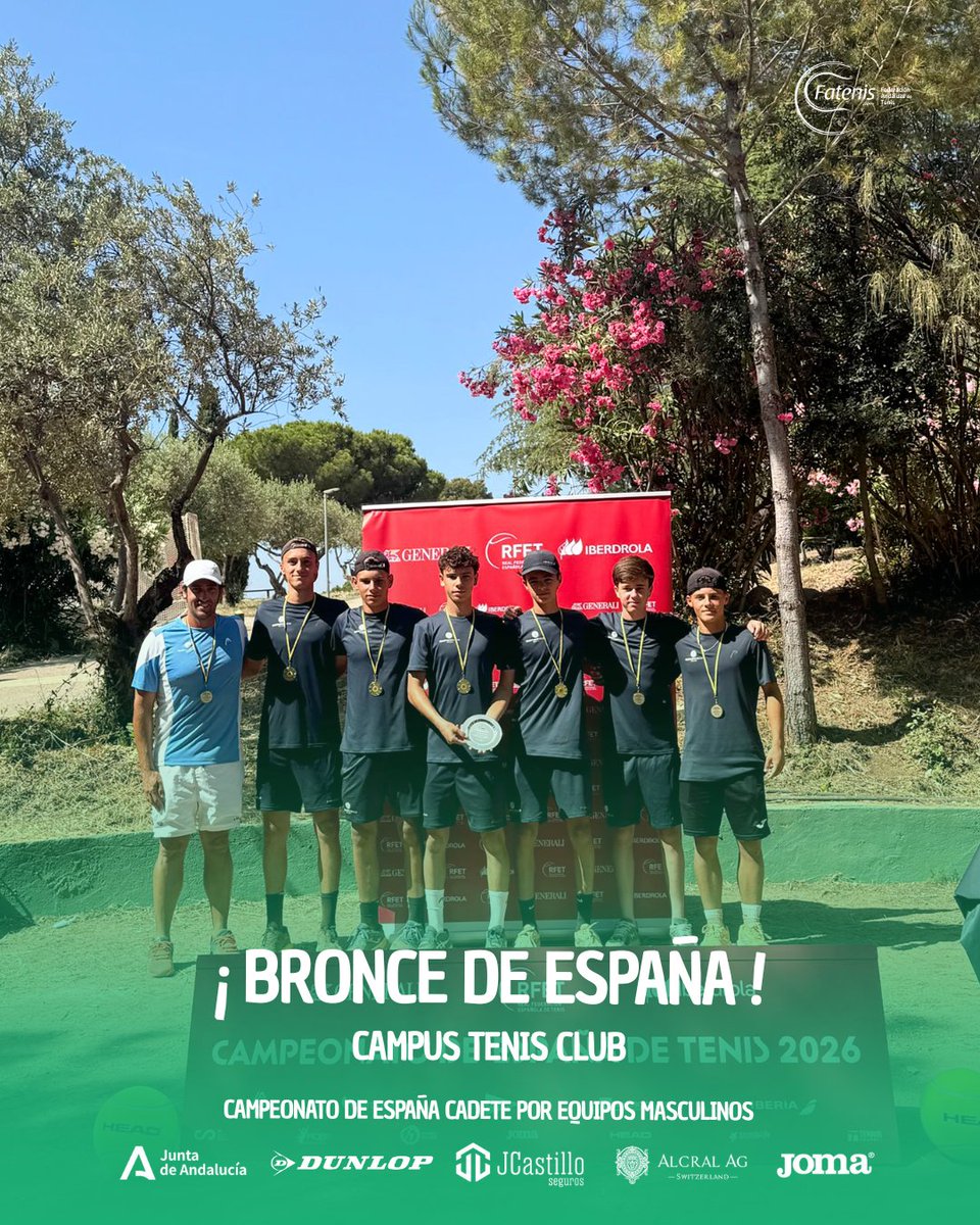 fattenis's tweet photo. 🥉 ¡𝐄𝐥 @CampusTenisClub , 𝐁𝐑𝐎𝐍𝐂𝐄 𝐝𝐞 𝐄𝐬𝐩𝐚ñ𝐚! 🇪🇸

Campeonato de España Cadete por Equipos @RFETenis , celebrado en Terrassa

¡Enhorabuena a todo el equipo!

#TenisAndalucía
@DeporteAND @intenis @Cafdsocial https://t.co/6zSZ9kRjlT