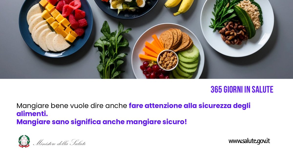 MinisteroSalute's tweet photo. Prendersi cura della propria salute significa fare attenzione non solo a ciò che si mangia, ma anche a come si conserva, si prepara e si consuma il cibo.
Seguire alcune semplici regole di sicurezza alimentare aiuta a proteggere il benessere a ogni età.
🔗 https://t.co/0Zc6fL028A https://t.co/l6gUN8Kcv8