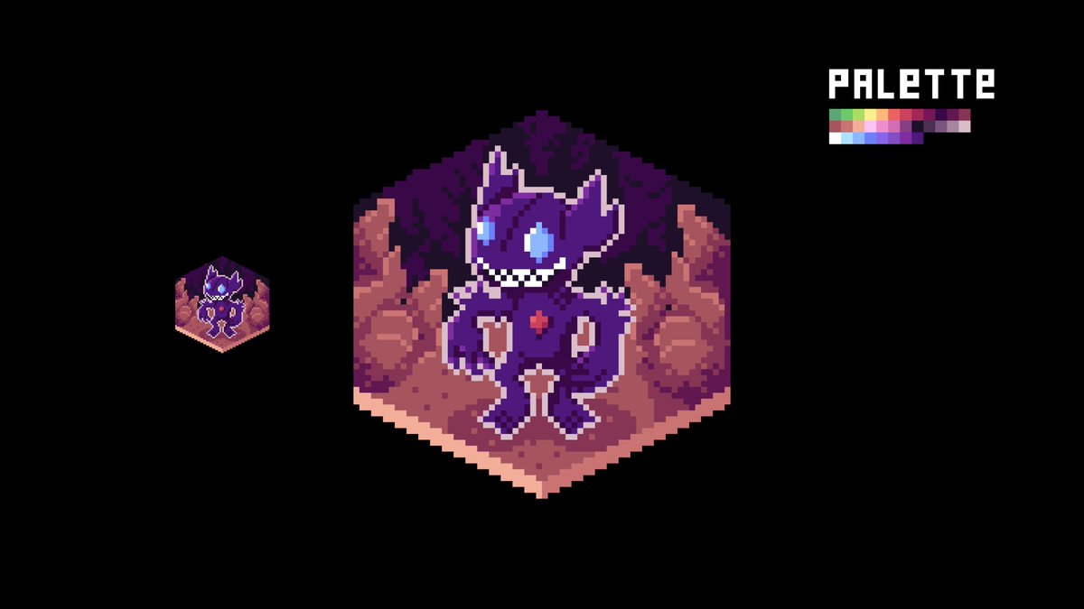 DubniumGames's tweet photo. The theme this week for @PixelShorts #cubecollab
is gems.
I had a few ideas that all turned out to be nothing so I decided to do another #Pokemon cube, this week I picked Sableye 🙂
#pixelart #collaboration #digitalart https://t.co/Stn0V7ZkKY