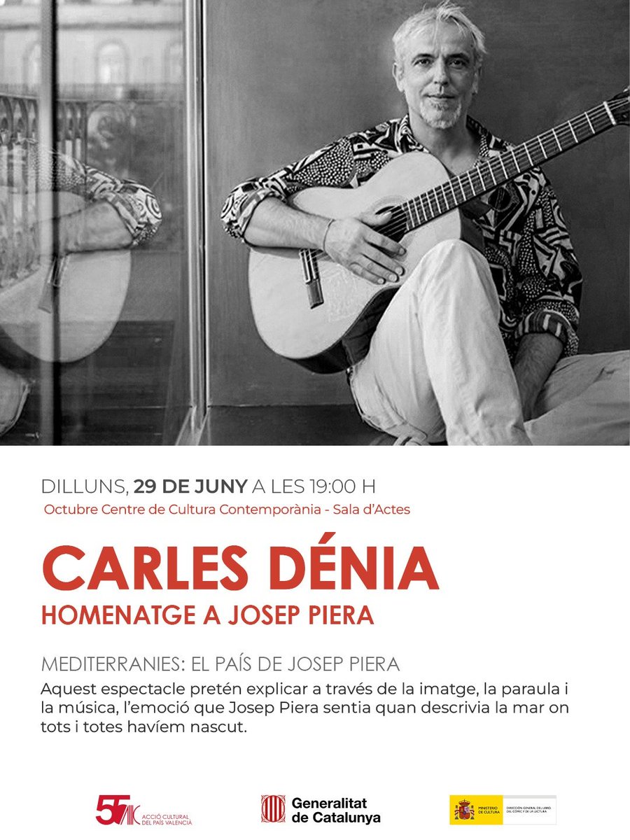 AccioCulturalPV's tweet photo. Piera.
Carles Dénia.
Poesia.
Música.
Mediterrànies.

Tot això i molt de respecte, demà a les 19 h a l'@OctubreCCC , en l'homenatge a Josep Piera.

T'esperem!! https://t.co/qgLZ86Di0y