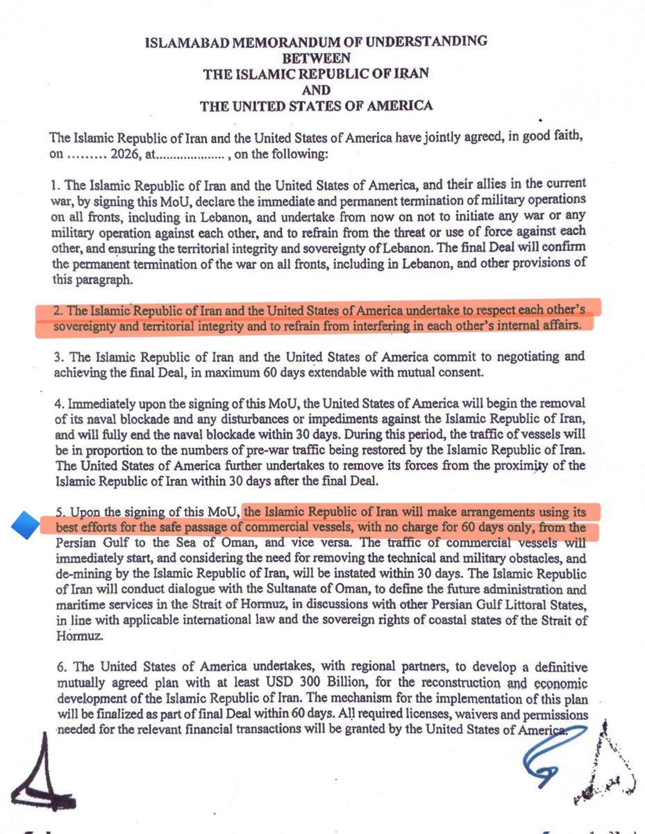 MenchOsint's tweet photo. "Under the agreement signed with the United States, Iran is the Only country responsible for Managing the Strait of Hormuz

If other countries and parties create their own management, it will lead to Clashes"

Trump must stop lying, he is the one violating the agreement. https://t.co/QlBg8FArt4