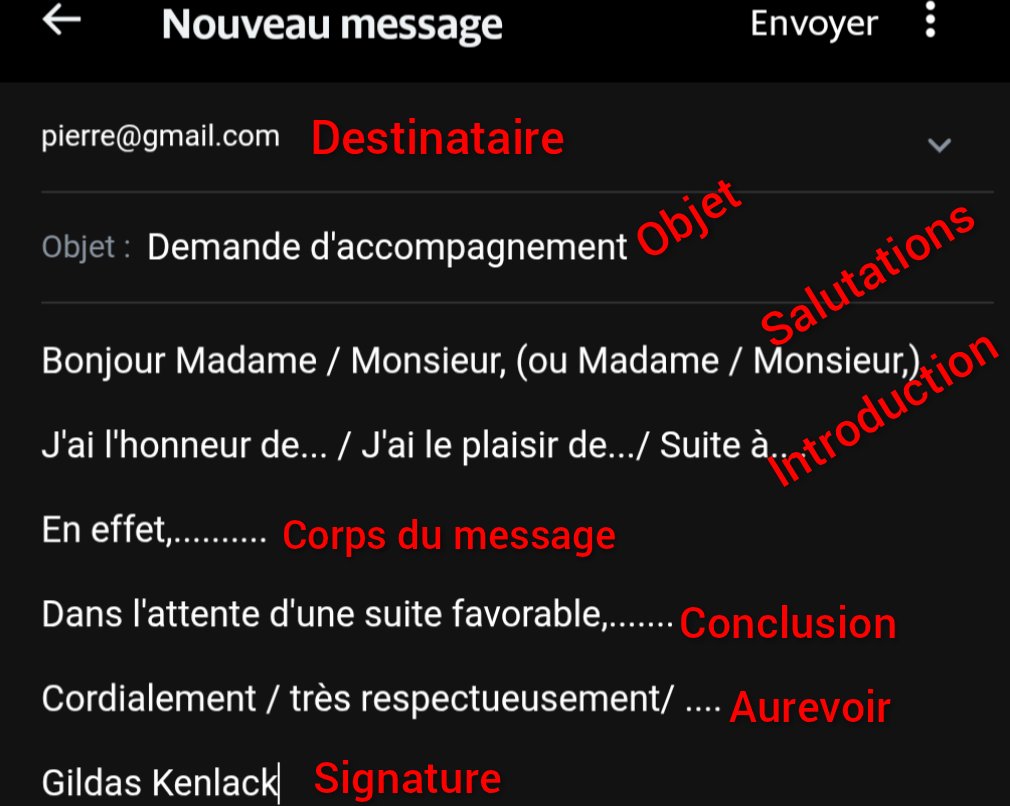 gildaskenlack's tweet photo. Vous allez APPRENDRE par la FORCE cette fois-ci. Voici les différentes PARTIES d'un #mail que chaque ÉTUDIANT ou PROFESSIONNEL doit absolument RESPECTER. Si quelqu'un M'ÉCRIT encore sans RESPECTER ça, je ne RÉPONDS pas. Partagez... https://t.co/z5TD19q2uR
