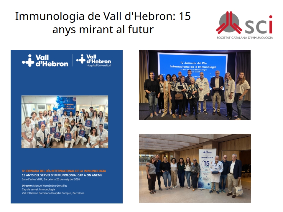 SCImmunologia's tweet photo. 🎉 15 anys del Servei d'Immunologia de Vall d'Hebron!

Una jornada que, més enllà de celebrar l'aniversari, ha mirat cap al futur de l'especialitat amb els horitzons 2027, 2030 i 2036 sobre la taula. Per molts anys! 👇

🔗 https://t.co/1wtHtP7dXS https://t.co/BR55sETT5P